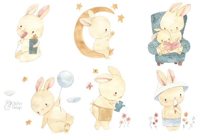 bunnies-and-calendar-2023-watercolor-clipart