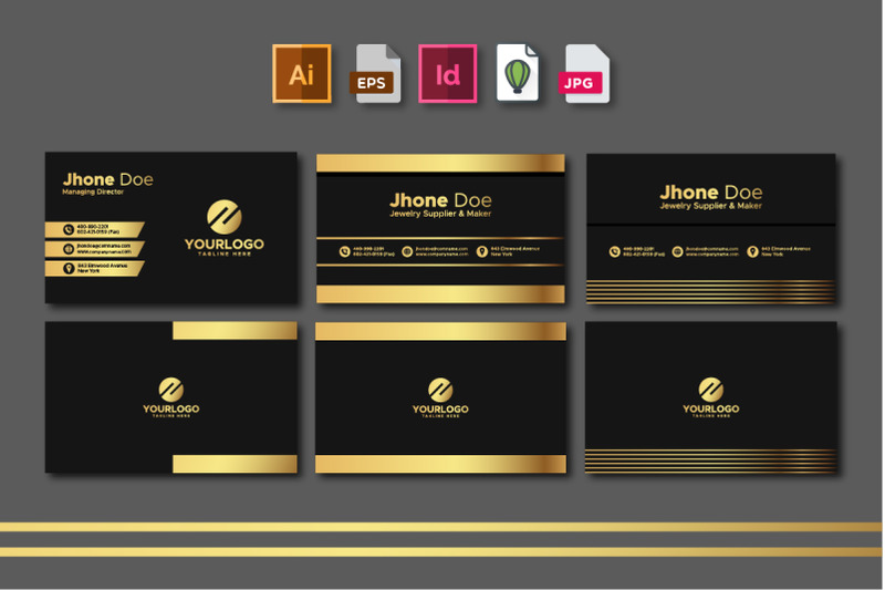 golden-black-multipurpose-6-business-card-template-bundle