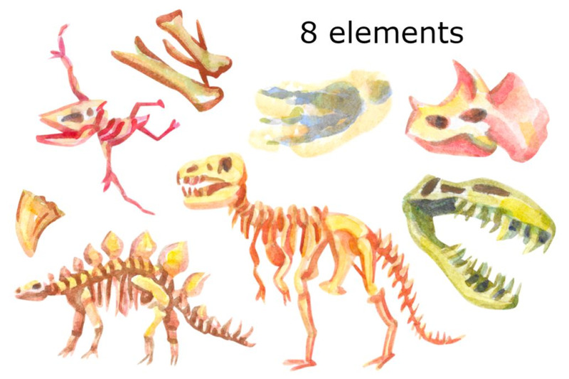 dinosaur-bones-watercolor-clip-art