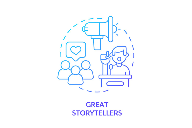 Great Storytellers Blue Gradient Concept Icon By Bsd Studio | TheHungryJPEG