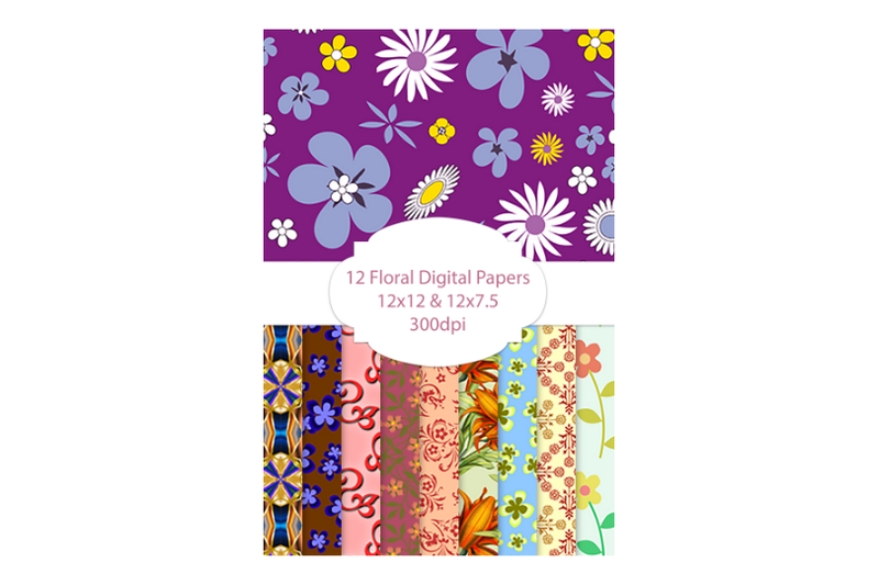 12 Floral Digital Patterns By Brilliant Digital Designs Thehungryjpeg