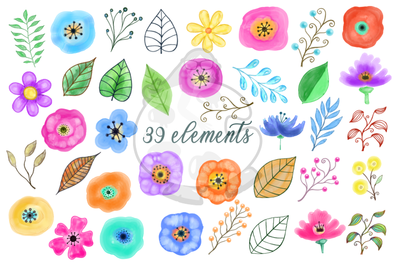 watercolor-floral-elements-hand-painted-flowers