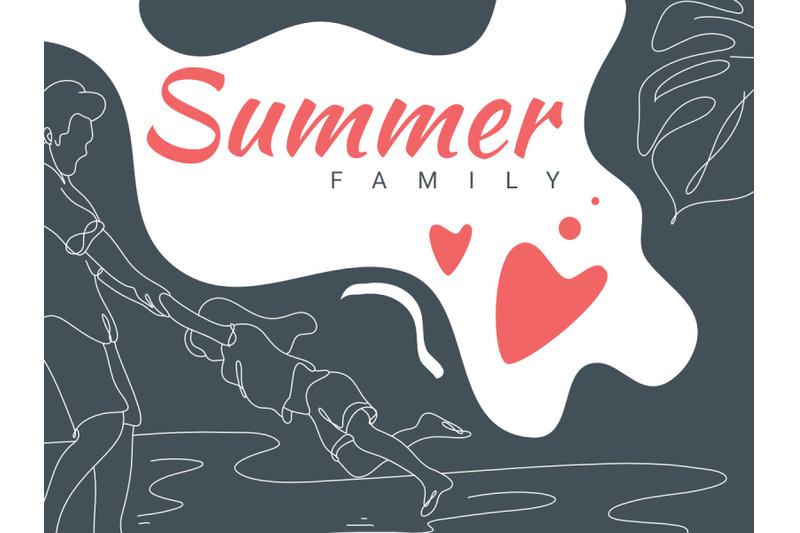 summer-family-flat-illustration-abstract-background-line-art