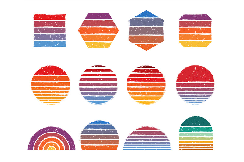 retro-sunsets-shapes-vintage-90s-lines-retro-stripe-grunge-gradient