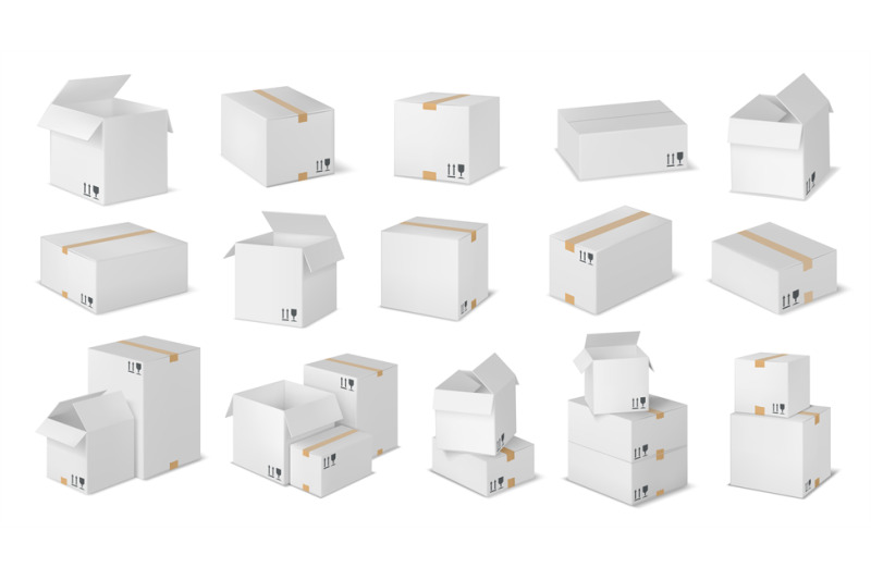 realistic-post-box-white-cardboard-package-stacked-boxes-and-fragile