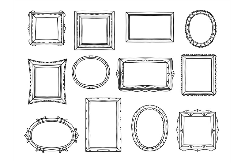 hand-drawn-picture-borders-sketch-photo-frame-rectangular-and-round