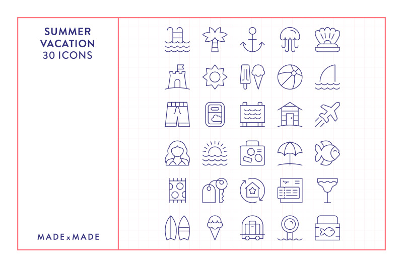 summer-vacation-line-icons