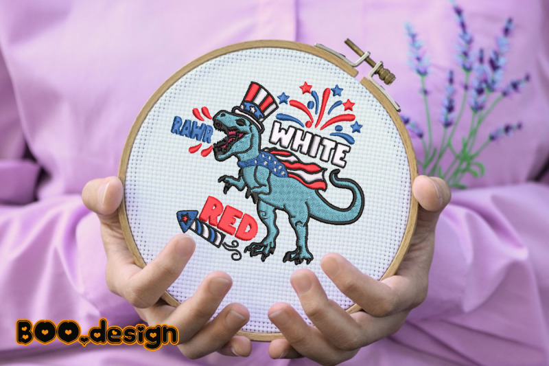 dinosaur-white-red-embroidery