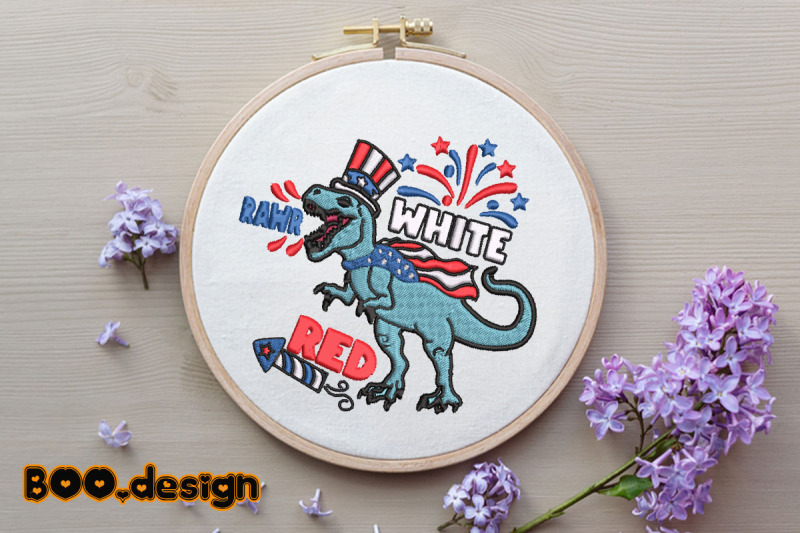 dinosaur-white-red-embroidery