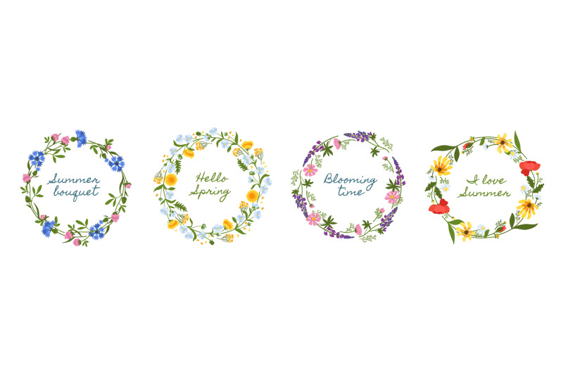 meadow-flowers-wreaths-wild-herbs-round-frames-with-summer-and-spring