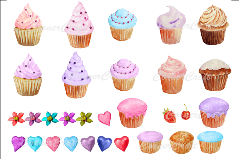 watercolor-clipart-cupcakes