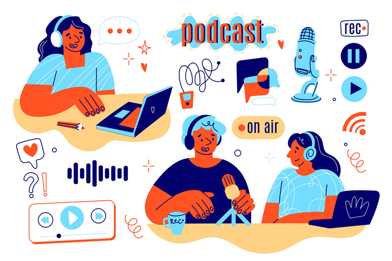 podcast-recording-icons-and-people-radio-program-participants-in-stud