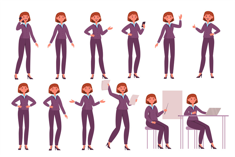 cartoon-business-woman-poses-professional-office-employee-female-char