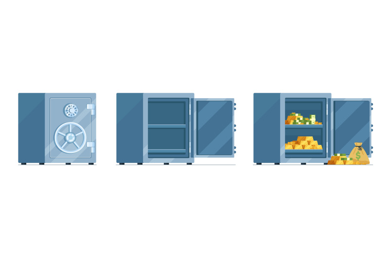 empty-and-closed-safe-open-empty-and-full-metal-boxes-bank-deposit