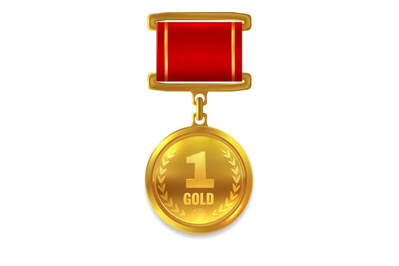 first-place-golden-round-badge-on-red-ribbon