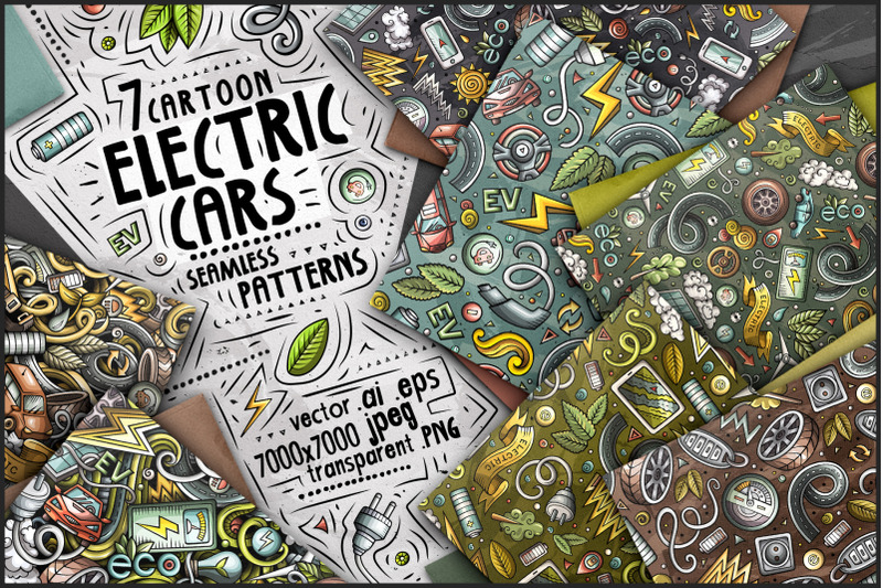 7-electric-cars-seamless-patterns