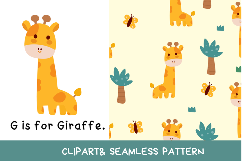 seamless-pattern-vector-with-giraffe-kawaii-clipart