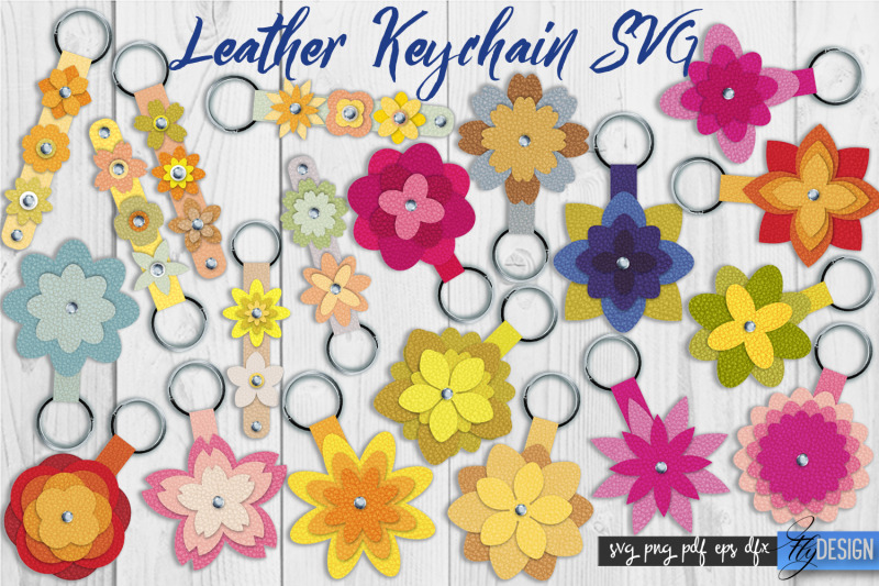 leather-keychain-flower-svg-bundle-key-fob-svg-bag-tag-design