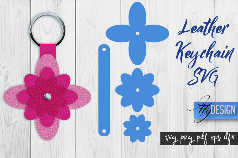 leather-keychain-flower-svg-bundle-key-fob-svg-bag-tag-design