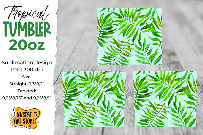 tropical-leaves-tumbler-sublimation-template-summer-tumbler