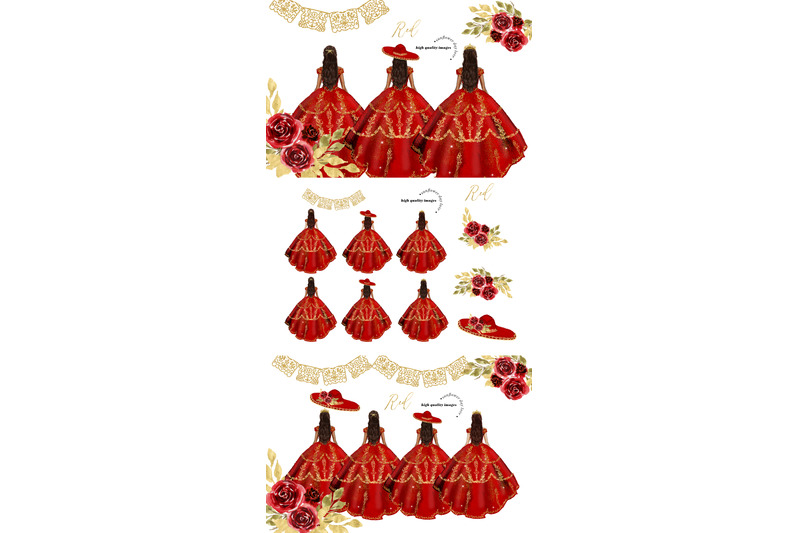 red-amp-gold-princess-dress-clipart-miss-quince-clipart