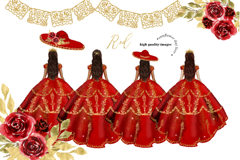 red-amp-gold-princess-dress-clipart-miss-quince-clipart