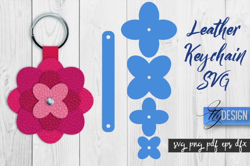 leather-keychain-flower-svg-key-fob-svg-bag-tag-design