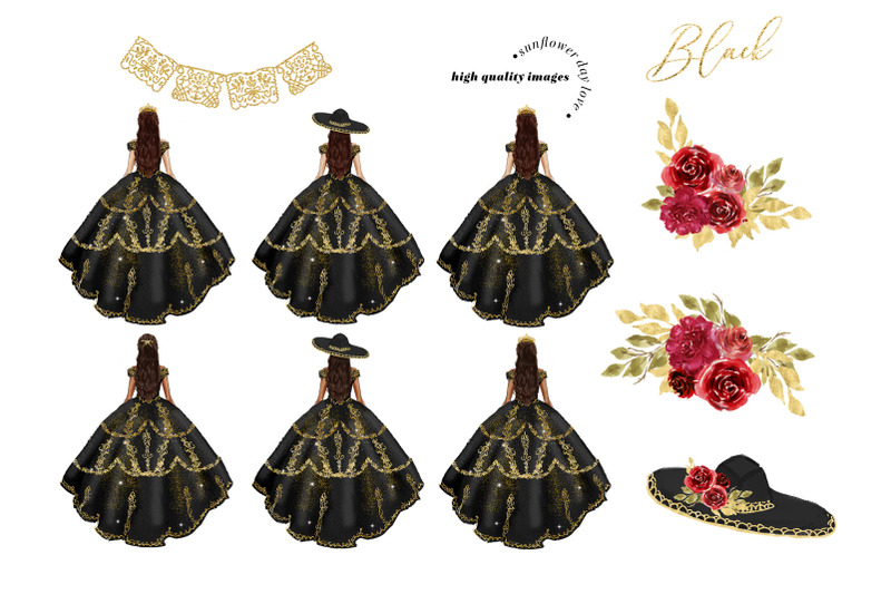 black-and-gold-princess-clipart-red-and-gold-flowers