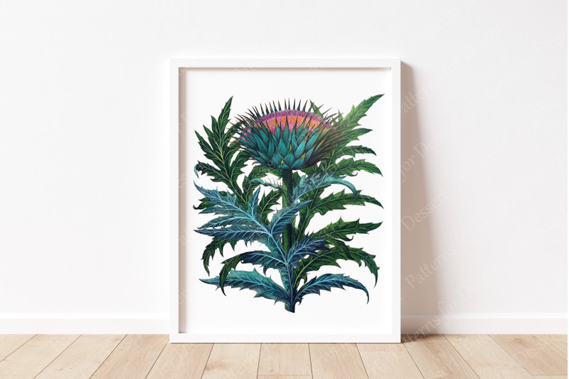 watercolor-artichoke-thistle-plant