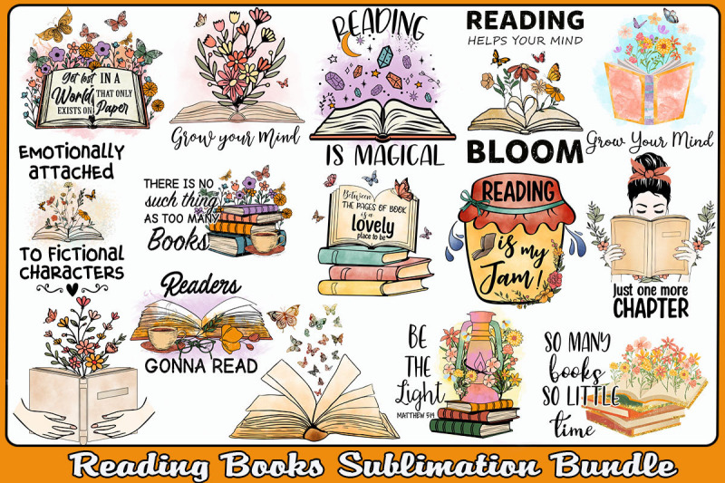 reading-books-graphics-bundle