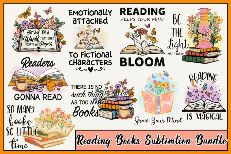 reading-books-graphics-bundle