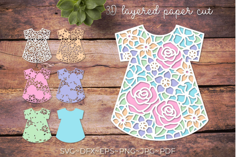 its-a-girl-dress-svg-3d-baby-girl-card-layered-papercut