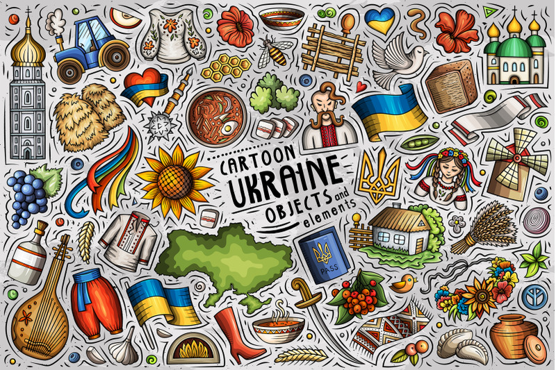 ukraine-cartoon-objects-and-symbols-collection