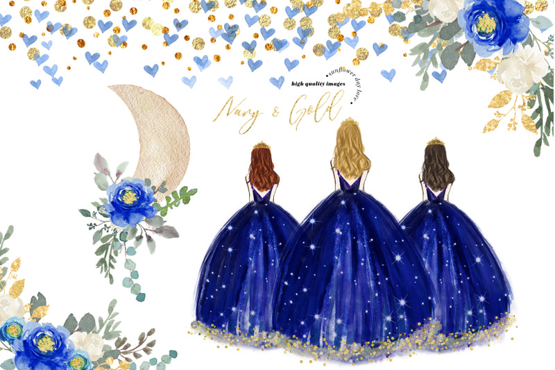 elegant-navy-amp-gold-blue-princess-dresses-clipart-over-the-moon