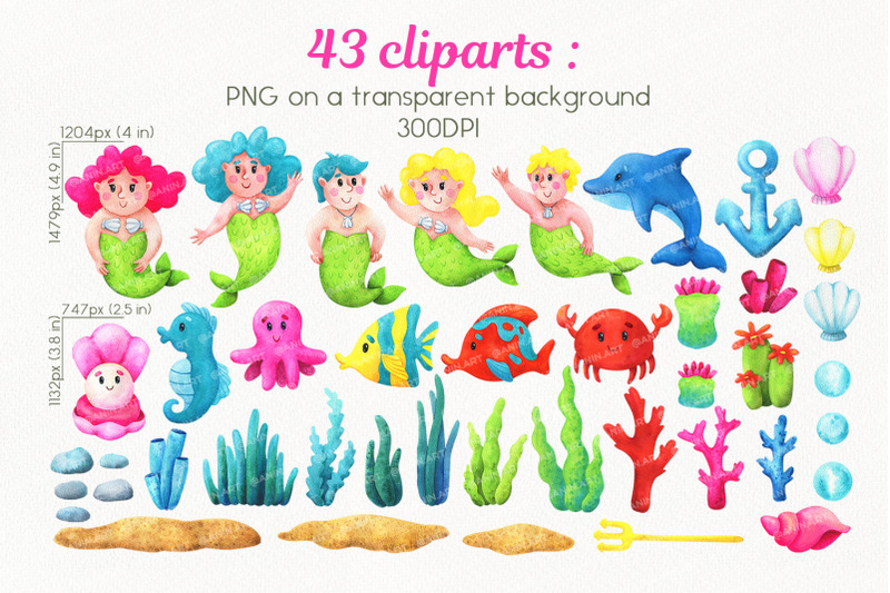 funny-colorful-mermaids-watercolor-clipart