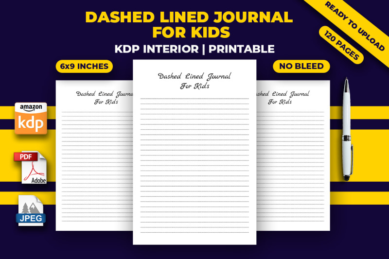 dashed-lined-journal-for-kids-kdp-interior