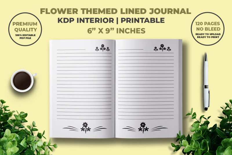 flower-themed-lined-journal-kdp-interior