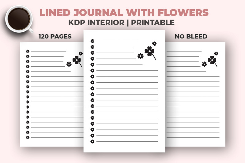 lined-journal-with-flowers-kdp-interior