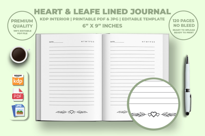 heart-amp-leafe-lined-journal-kdp-interior