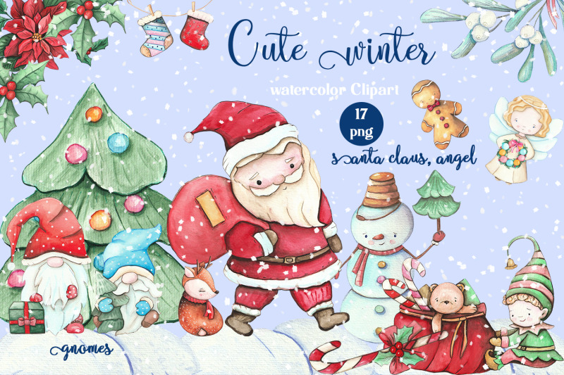 christmas-watercolor-clipart-cute-santa-christmas-gnome