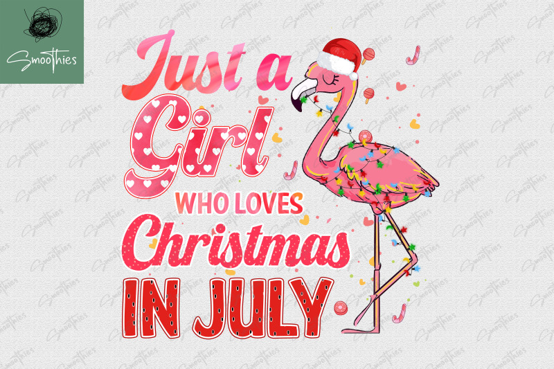 girl-loves-christmas-in-july-flamingo