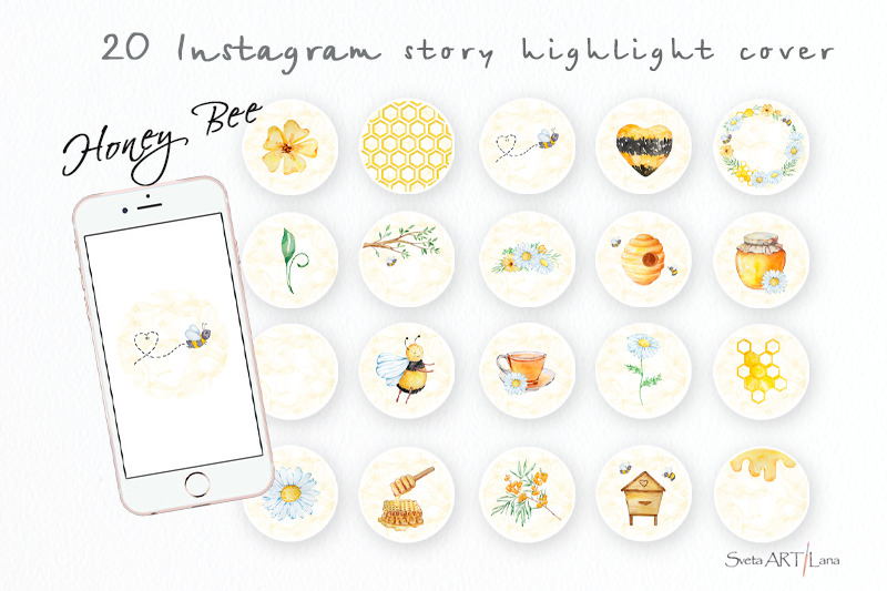 watercolor-honey-bee-instagram-highlights-icons