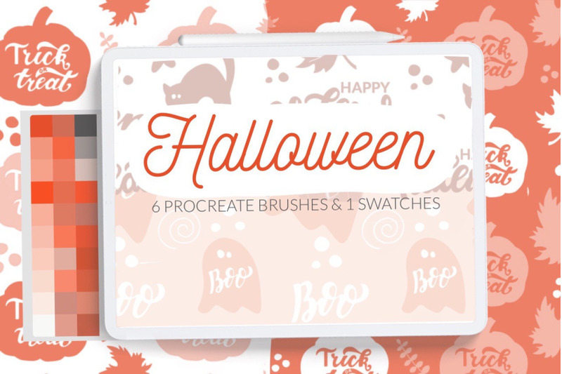 halloween-pattern-brushes-procreate-pumpkin-ghost-cat-background-br