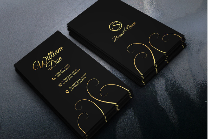 creative-vertical-gold-black-business-card-with-floral