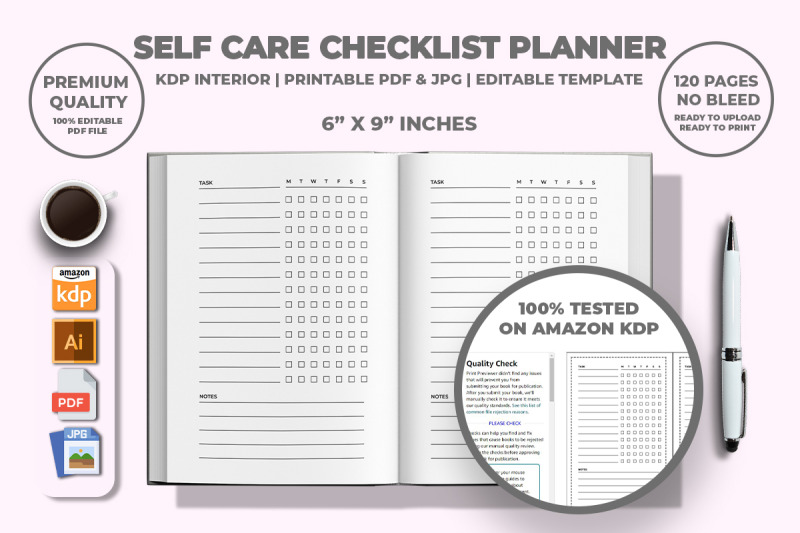 self-care-checklist-planner-kdp-interior