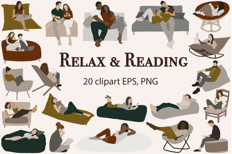 reading-amp-resting-people-clipart