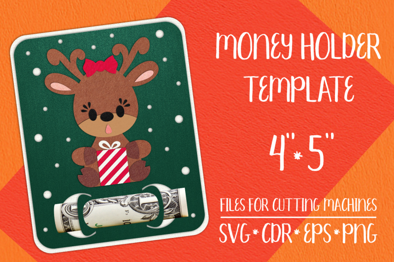 christmas-deer-card-money-holder-template