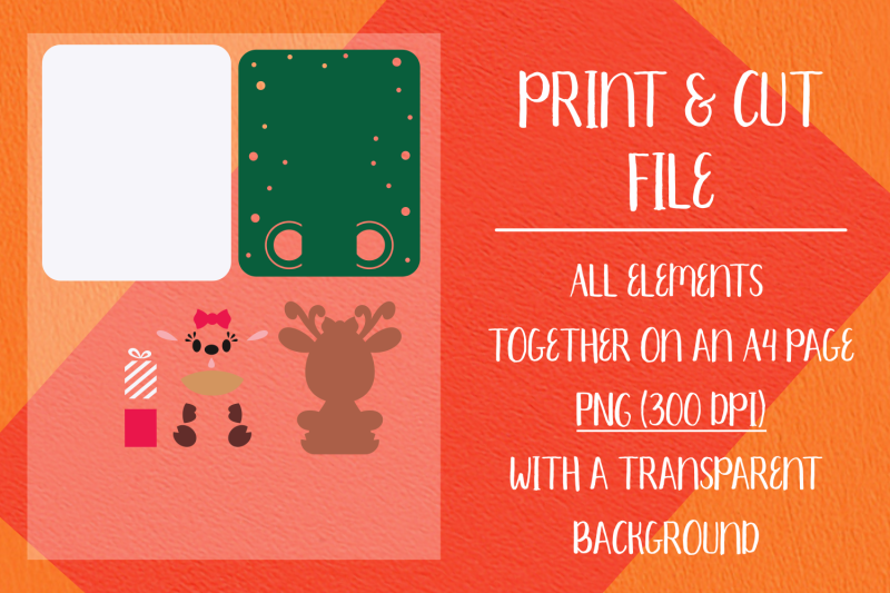 christmas-deer-card-money-holder-template