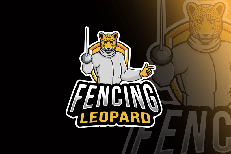 fencing-leopard-sport-logo-template