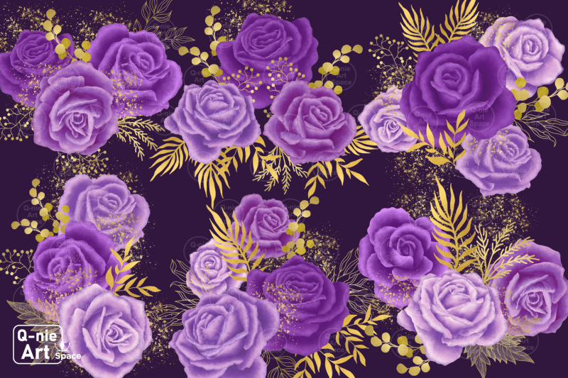 moonlight-purple-rose-bouquets-clipart